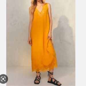 H&M Lace-detail Satin Dress
